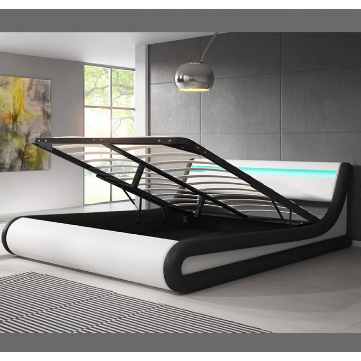 Letto contenitore di disegno Patricia – bianco e nero ...