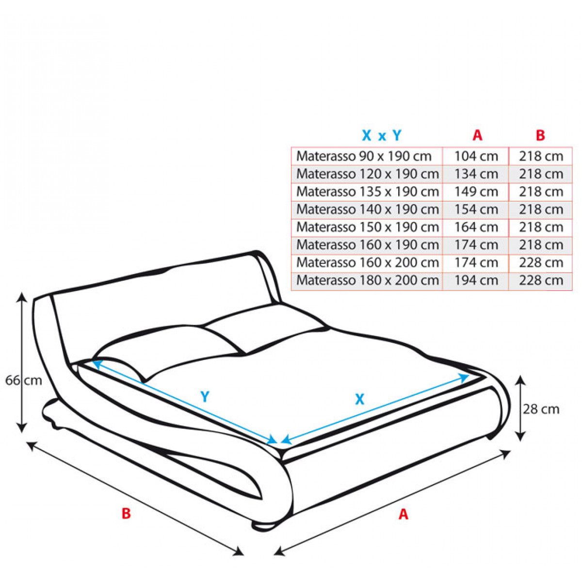 letto piccione bianco 180x200cm