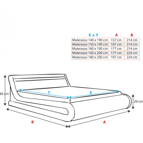 Letto contenitore di disegno Patricia – nero (140x190cm)